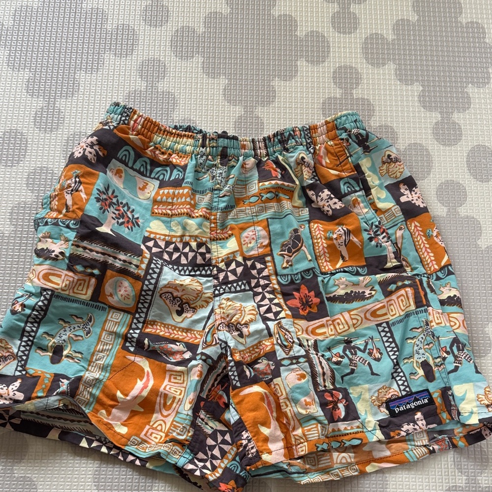 Patagonia baggies(Teal & Rust Patterned)
